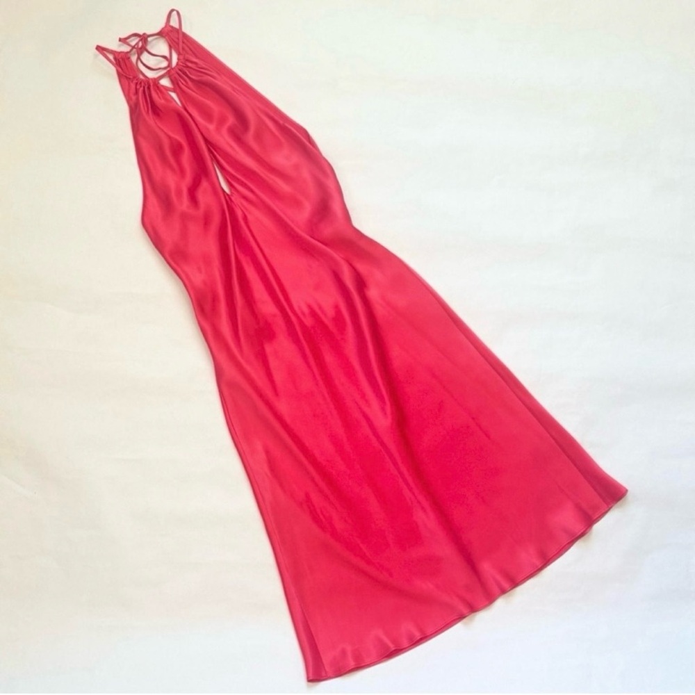 Y2K Victoria’s Secret 100% Silk Red Bias Cut Vintage Halter Keyhole Slip Dress M - Picture 2 of 9